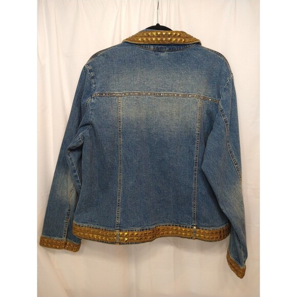 The Collective Works of Berek 2 Jean Jacket Size 1XL Gold Fully Studded Trim - Picture 2 of 16